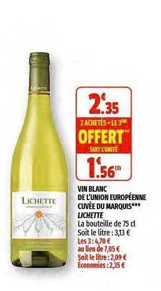 vin blanc de l'union européenne cuvée du marquis lichette