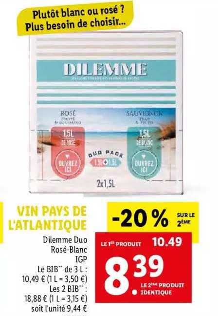 vin pays de l'atlantique dilemme duo rosé-blanc igp