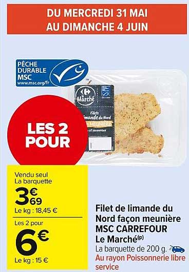 filet de limande du nord façon meunière msc carrefour le marché