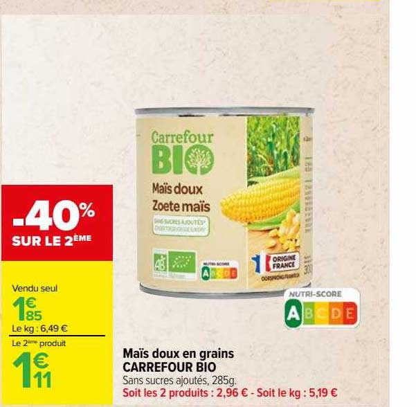 Maïs Doux En Grains Carrefour Bio