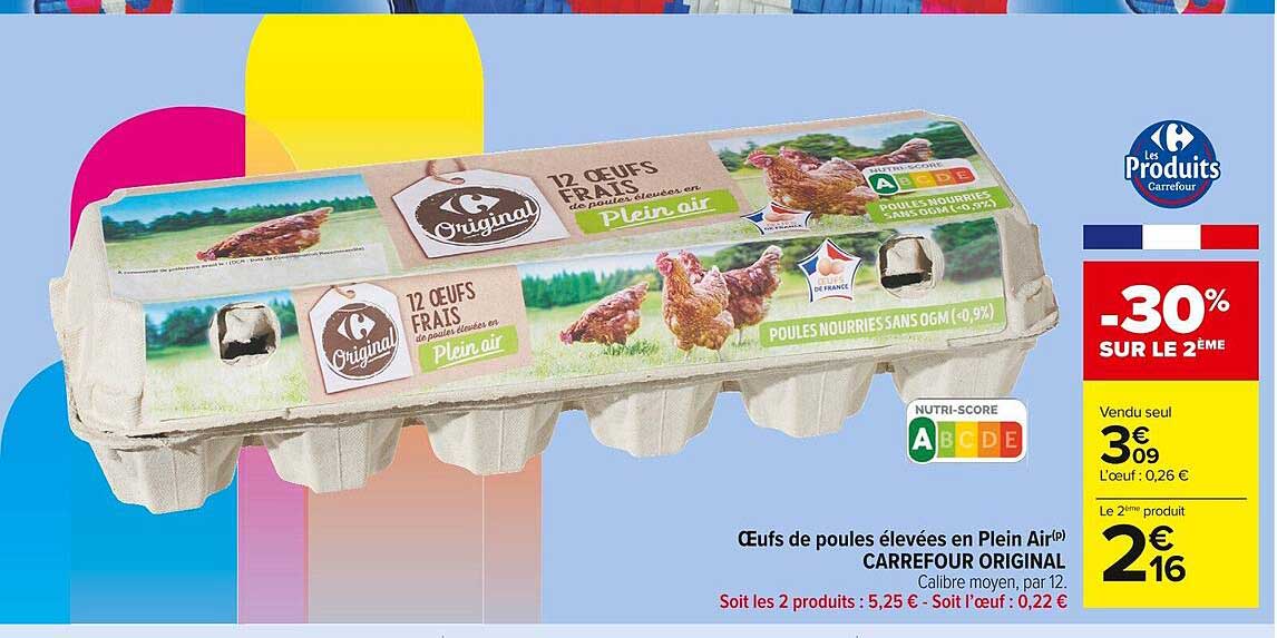 œufs de poules élevées en plein air carrefour original
