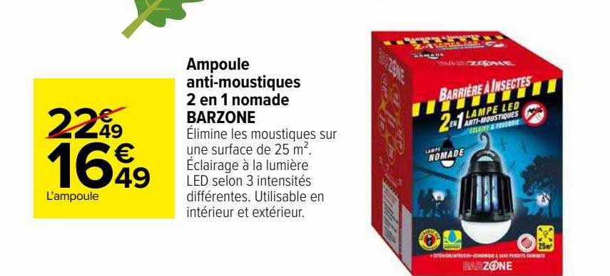 ampoule anti-moustiques 2 en 1 nomade barzone