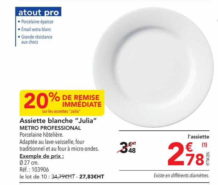 Assiette Blanche "julia" Metro Professional