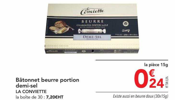bâtonnet beurre portion demi-sel la conviette