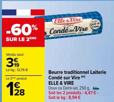 Beurre Traditionnel Laiterie Condé Sur Vire Elle & Vire