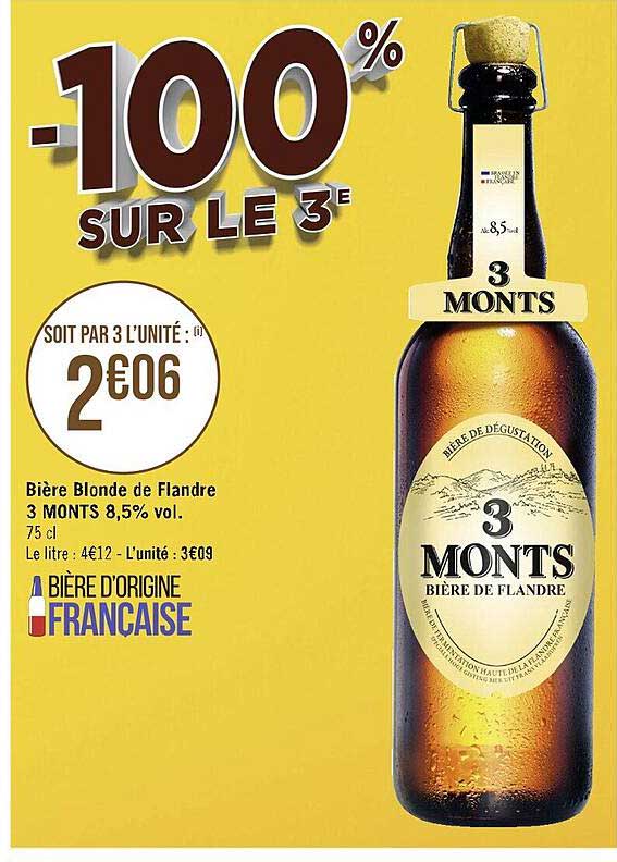 bière blonde de flandre 3 monts 8,5% vol.