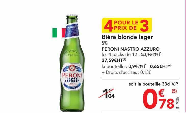 Bière Blonde Lager Peroni Nastro Azzuro