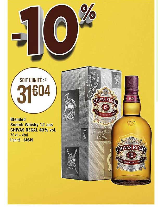 blended scotch whisky 12 ans chivas regal 40% vol.