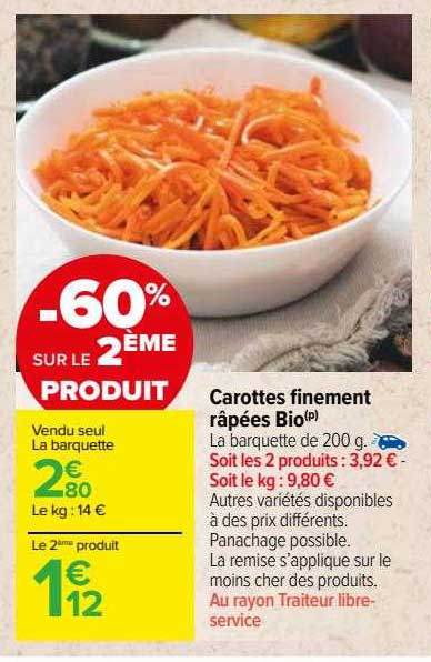 carottes finement râpées bio