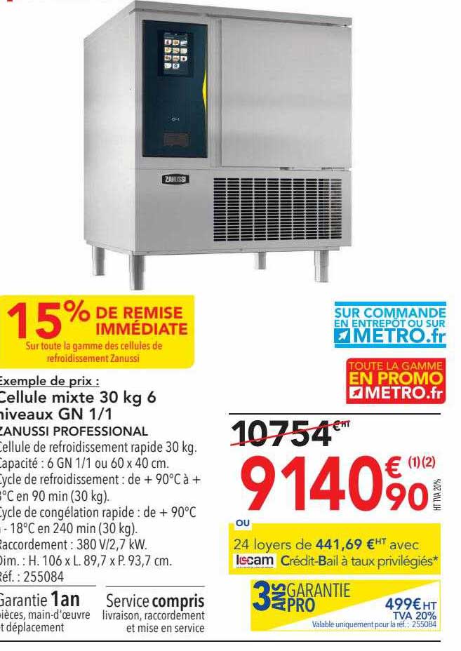 cellule mixte 30 kg 6 niveaux gn 1-1 zanussi professional