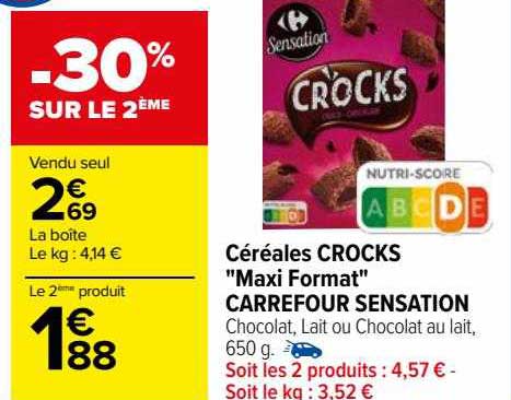 Céréales Crocks "maxi Format" Carrefour Sensation