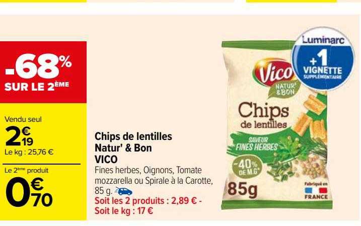 Chips De Lentilles Natur' & Bon Vico