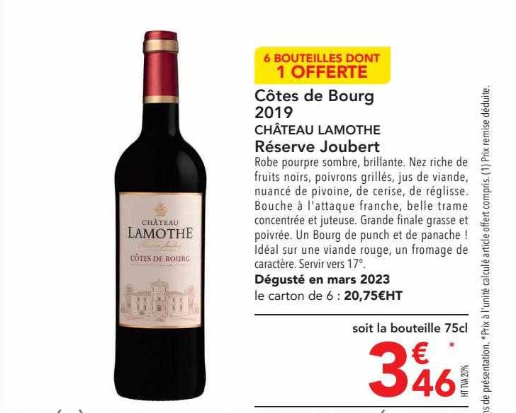 côtes de bourg 2019 château lamothe réserve joubert