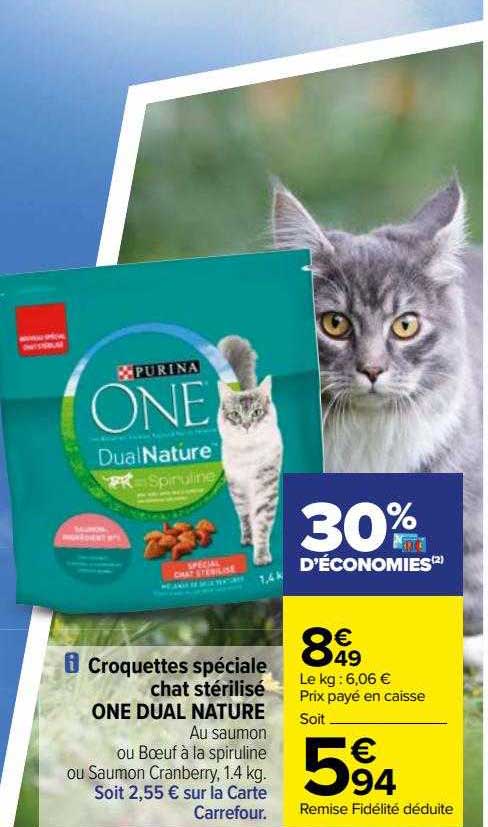 Croquettes Spéciale Chat Stérilisé One Dual Nature