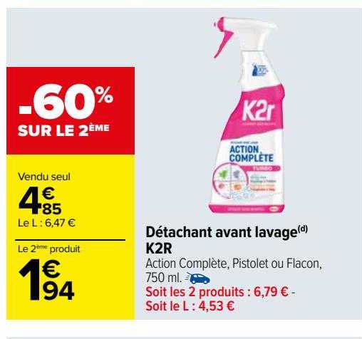 détachant avant lavage k2r