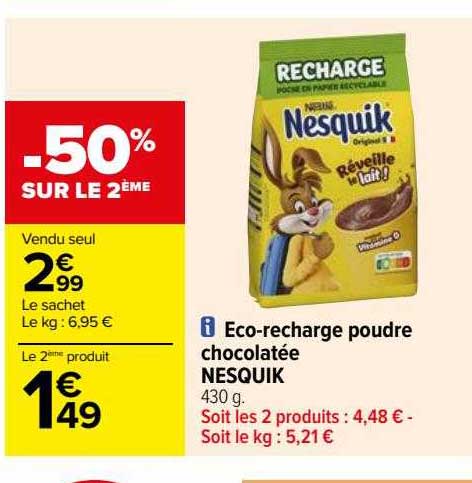 eco-recharge poudre chocolatée nesquik
