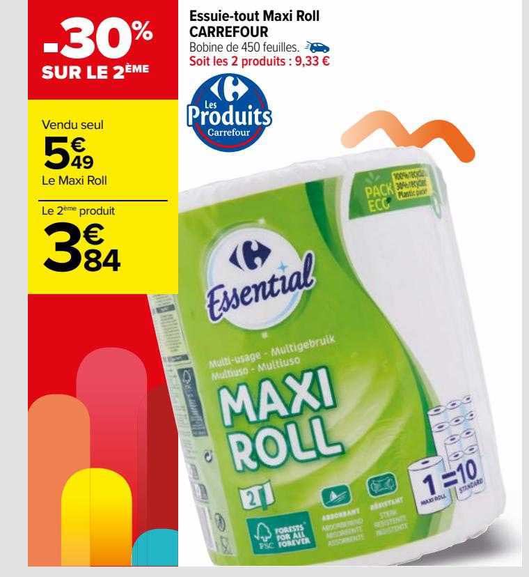essuie-tout maxi roll carrefour