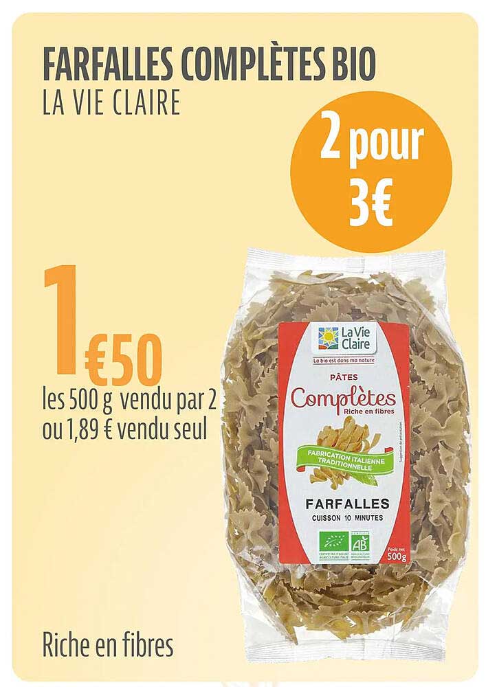 farfalles complètes bio la vie claire