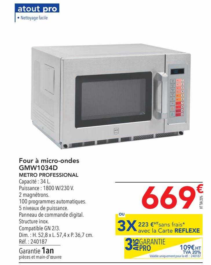 four à micro-ondes gmw1034d metro professional