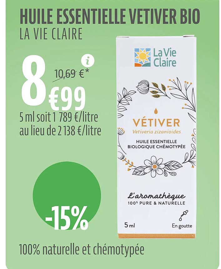 huile essentielle vetiver bio la vie claire