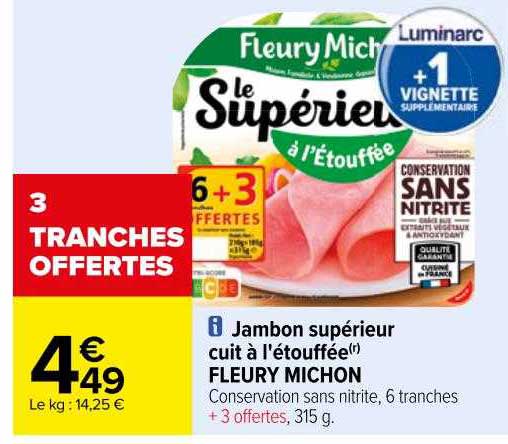 jambon supérieur cuit à l'étouffée fleury michon