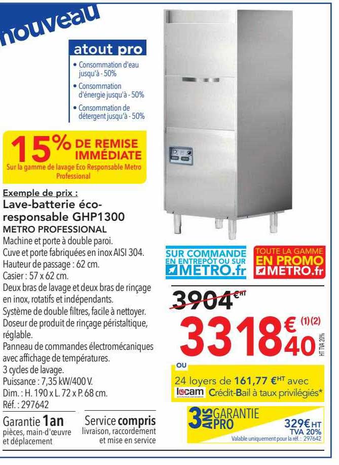 lave-batterie éco-responsable ghp1300 metro professional