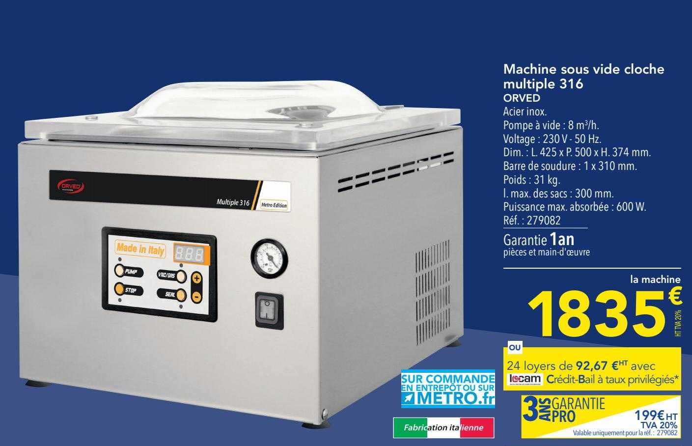 machine sous vide cloche multiple 316 orved