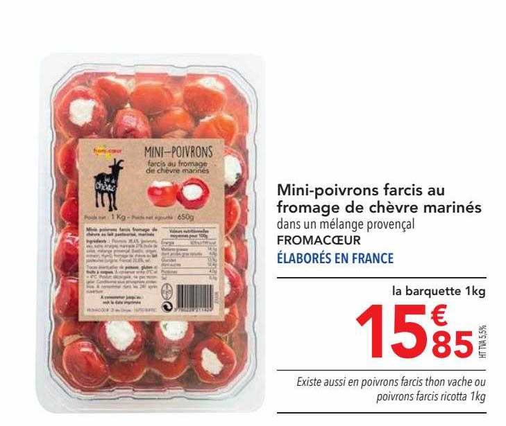 Mini-poivrons Farcis Au Fromage De Chèvre Marinés Fromacoeur