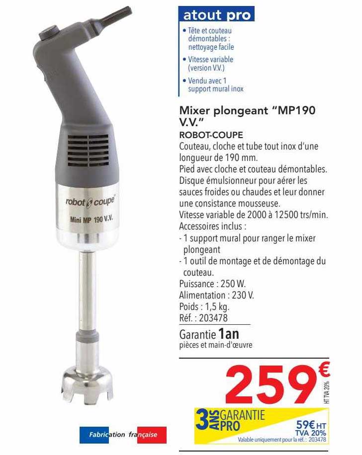 mixer plongeant "mp190 v.v." robot-coupe