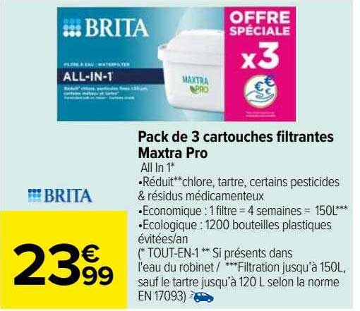pack de 3 cartouches filtrantes maxtra pro