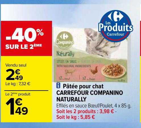 pâtée pour chat carrefour companino naturally