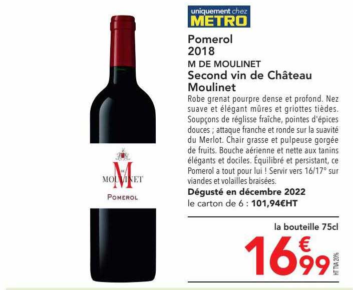 pomerol 2018 m de moulinet second vin de château moulinet