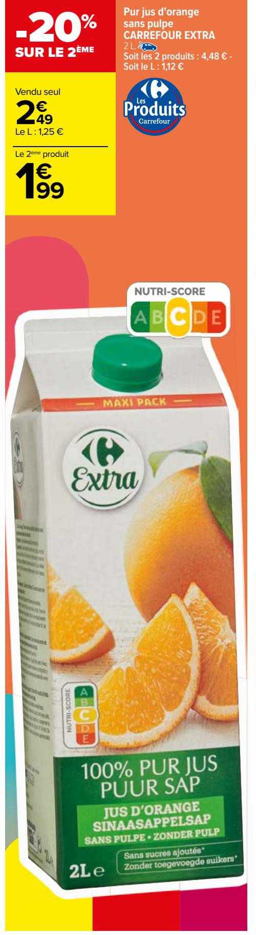 Pur Jus D'orange Sans Pulpe Carrefour Extra