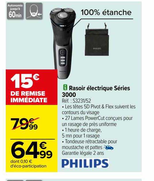 rasoir électrique séries 3000 philips