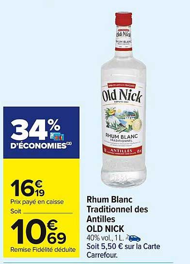 rhum blanc traditionnel des antilles old nick