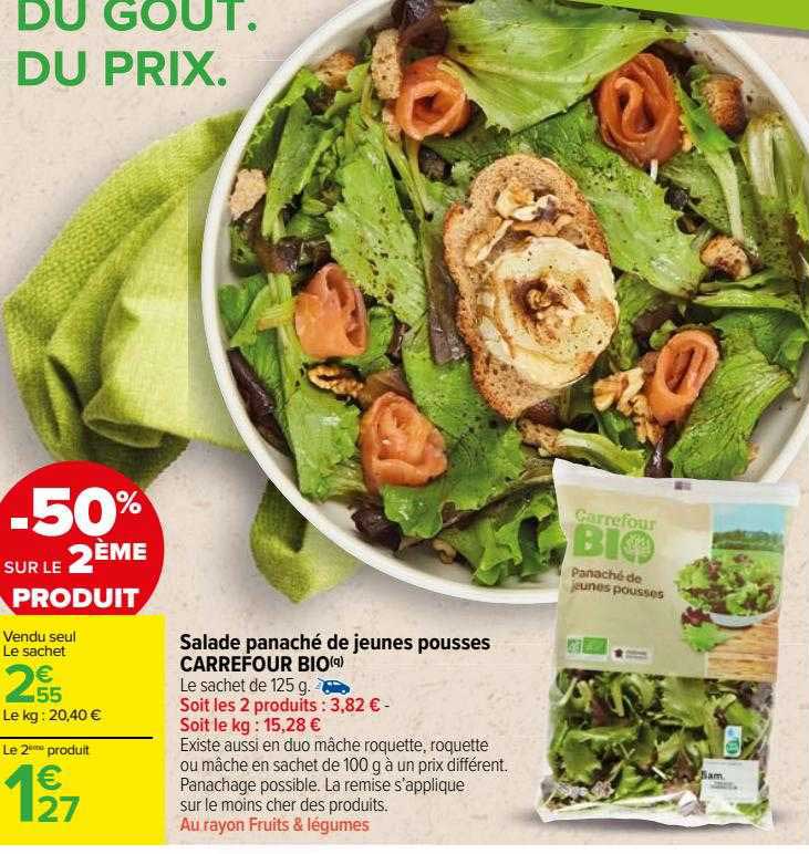 salade panaché de jeunes pousses carrefour bio