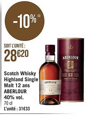 scotch whisky highland single malt 12 ans aberlour 40% vol.