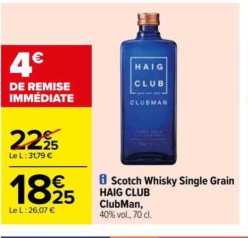 Scotch Whisky Single Grain Haig Club ClubMan