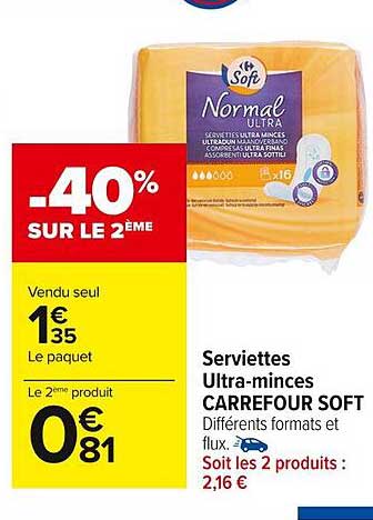Serviettes Ultra-minces Carrefour Soft