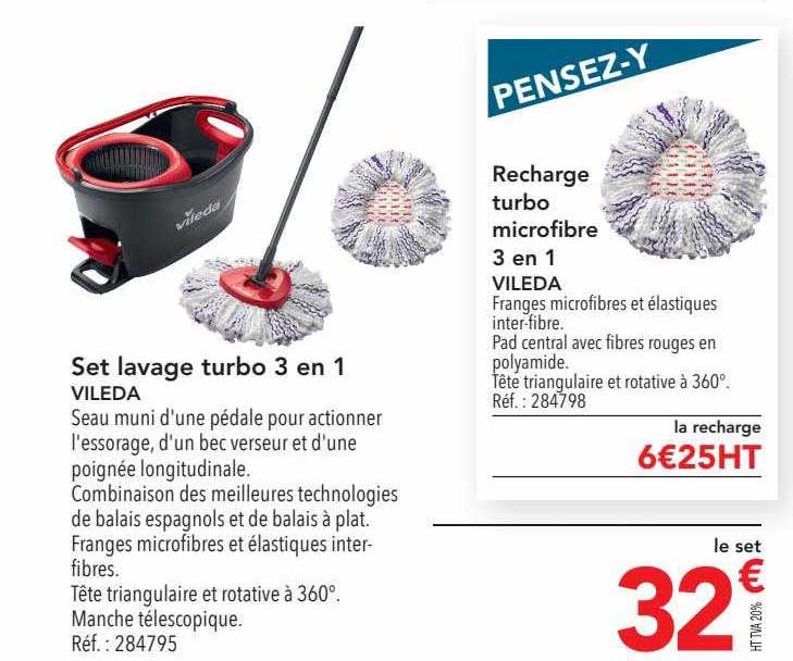 Set Lavage Turbo 3 En 1 Vileda