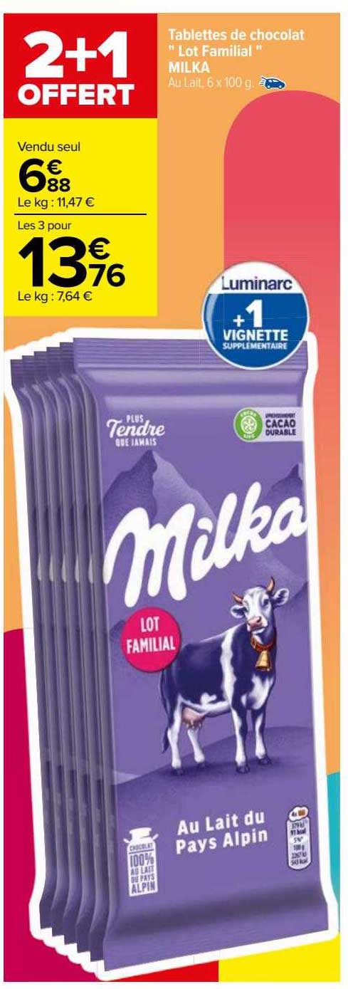 Tablettes De Chocolat "lot Familial" Milka