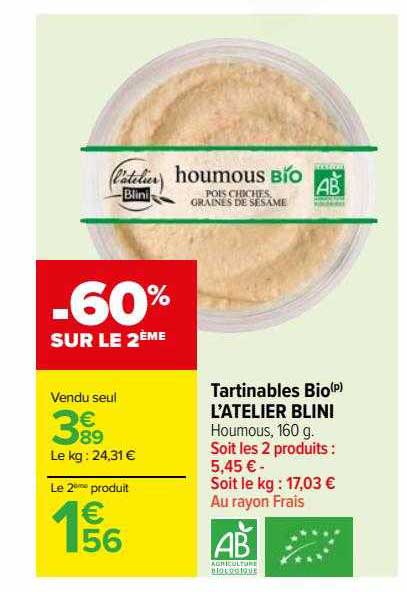 tartinables bio l'atelier blini