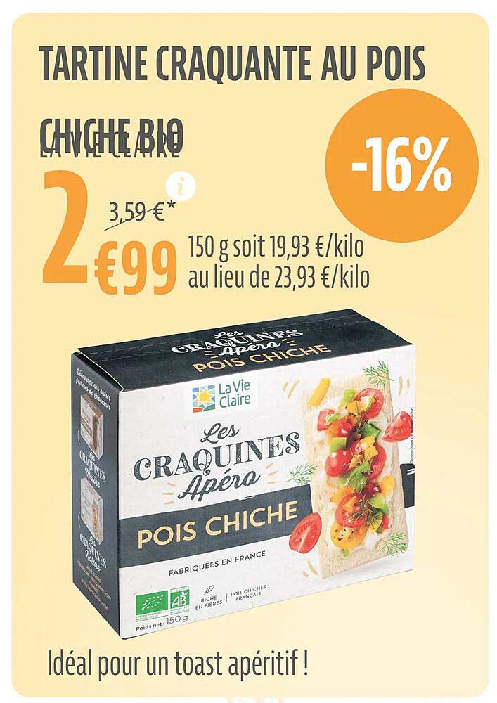 tartine craquante au pois chiche bio la vie claire