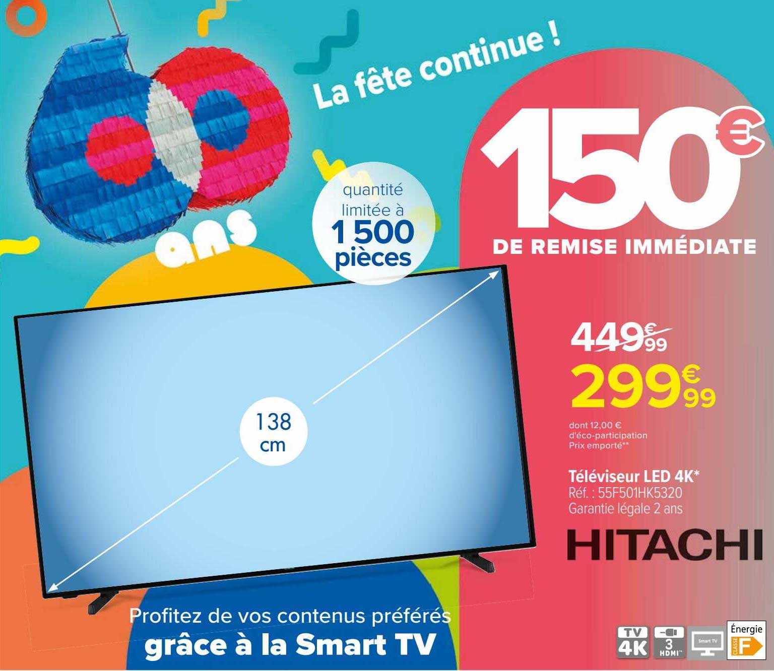 Téléviseur Led 4k Hitachi 138 Cm