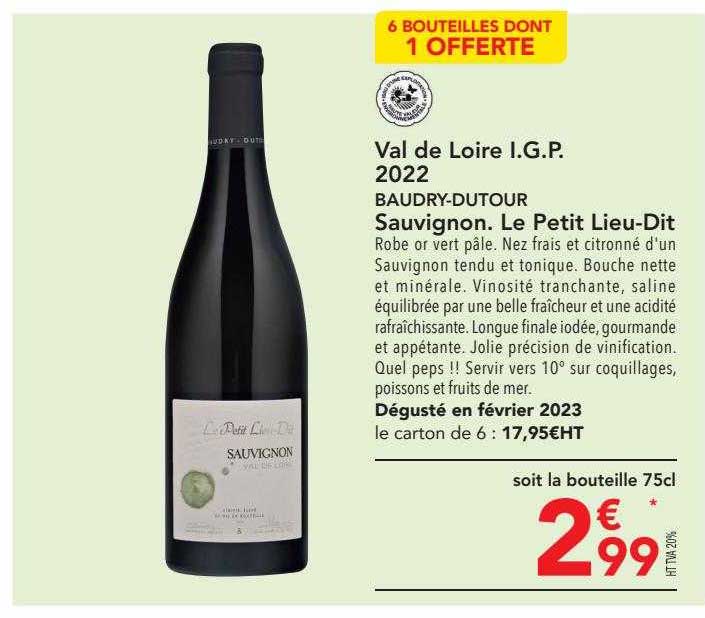 val de loire i.g.p. 2022 baudry-dutour sauvignon le petit lieu-dit