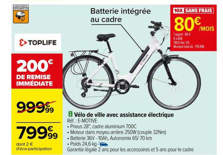 vélo de ville avec assistance électrique toplife