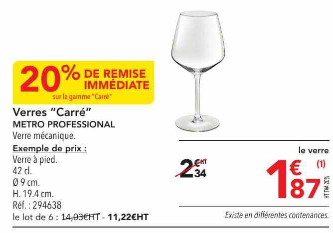 Verres "carré" Metro Professional