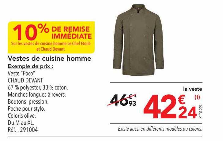 vestes de cuisine homme chaud devant