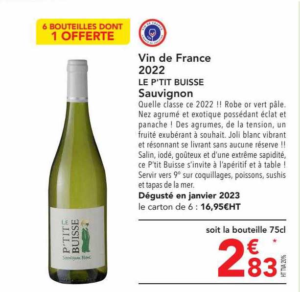 vin de france 2022 le p'tit buisse sauvignon