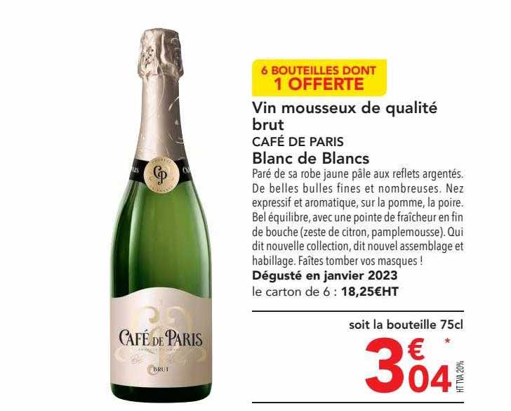 Vin Mousseux De Qualité Brut Café De Paris Blanc De Blancs
